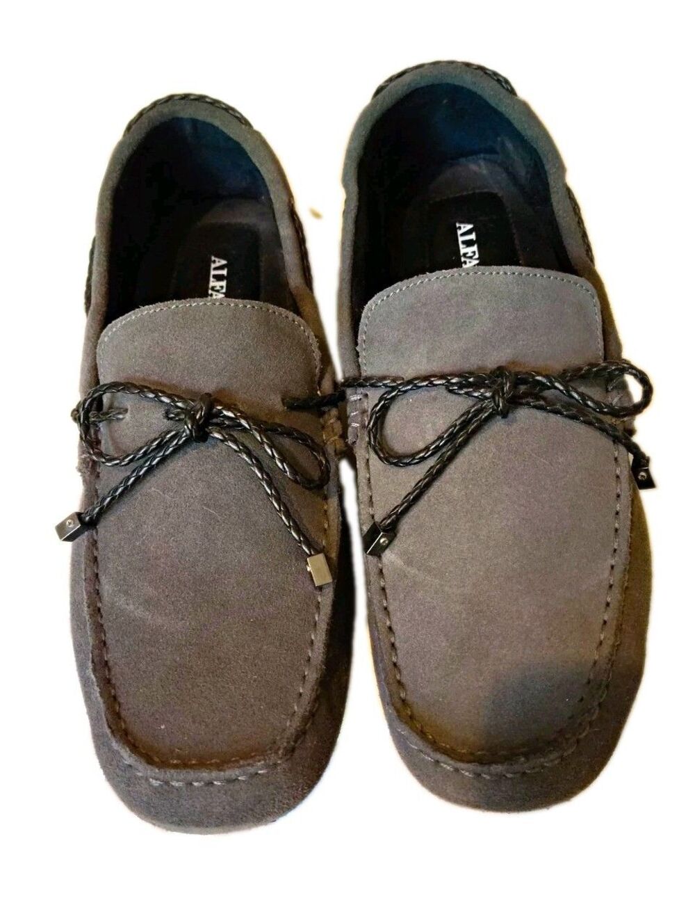 Alfani Gray Leather Moccasin Lace-Up Casual Shoes Men’s US 10.5M